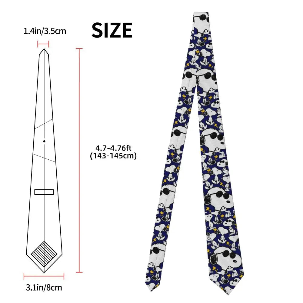 Snoopys & Woodstock Smile Giggle Laugh Neckties Silk 8 cm Neck Tie for Mens Shirt Accessories Cravat Wedding Accessories Office