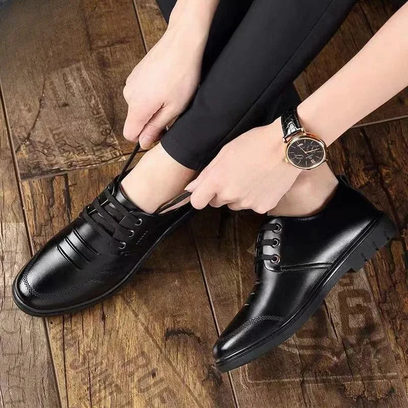 Leather Shoes Men's New Business Formal Shoes for Men Autumn Breathable Men's British Korean Pointed Toe Wedding Groomsmen Shoes