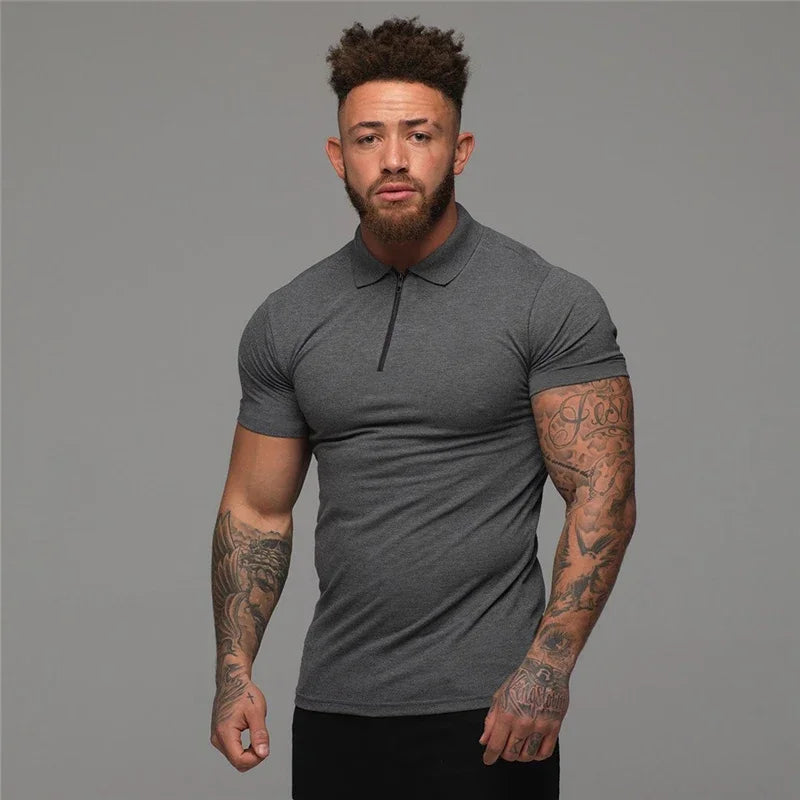 Brand Cotton Casual New Mens Short Sleeve Polo Shirts Fitness Fashion Polo Shirt Clothing Bodybuilding Trend Sport Polo Shirts