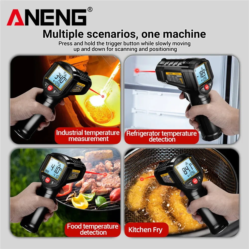 Infrared Laser Thermometer ANENG TH202 Digital Temperature Non Contact Meter LCD Display Pyrometer Point Gun Tester Tools