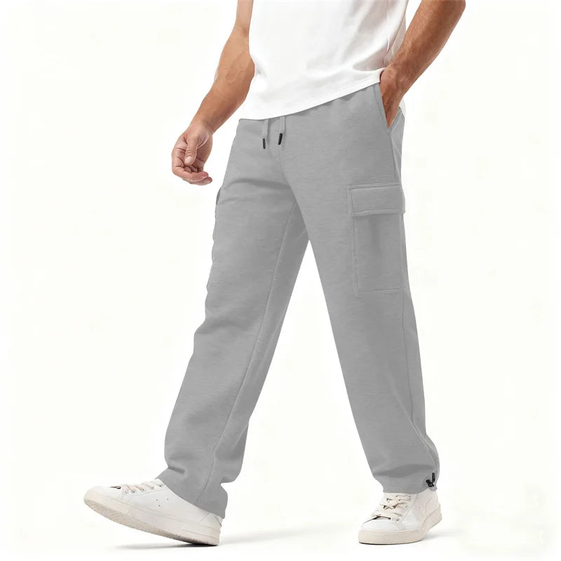 spring autumn Mens Sweatpants Straight Joggers Sports Streetwear Multi-pocket Pants Loose Drawstring casual Long Pants Men