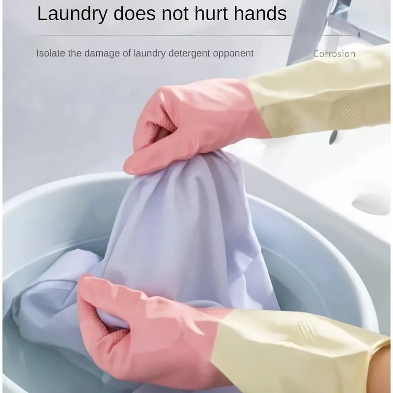 4pcs Waterproof Housework Cleaning Gloves Kitchen Cleaning Latex Laundry Dishwashing Gloves Wear Resistant Rubber Gloves