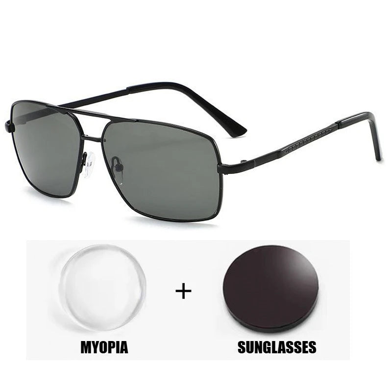 Pilot Myopia Glasses for Men UV Protection Driving Sunglasses Anti Glare Eyewear Near Sight Glasses Diopter To -4.0