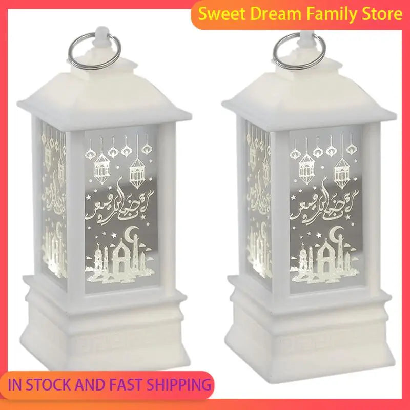 SDFC-2X Eid Mubarak Led Lantern Ornaments Ramadan Lantern Nightlight Lighting Home Decorations Ramadan Festival Party Gifts,G
