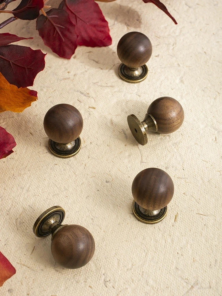The Furniture Is Made Of Antique Walnut Wood With Solid Brass Small Handles Wardrobe Handles Kitchen Drawers Single-Hole Knobs
