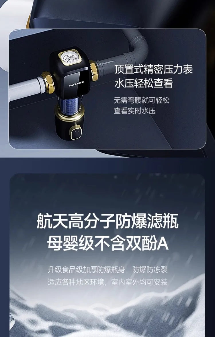 220V AUX Whole House Water Filter Automatic Backwash Stainless Steel Purifier for Home WCL