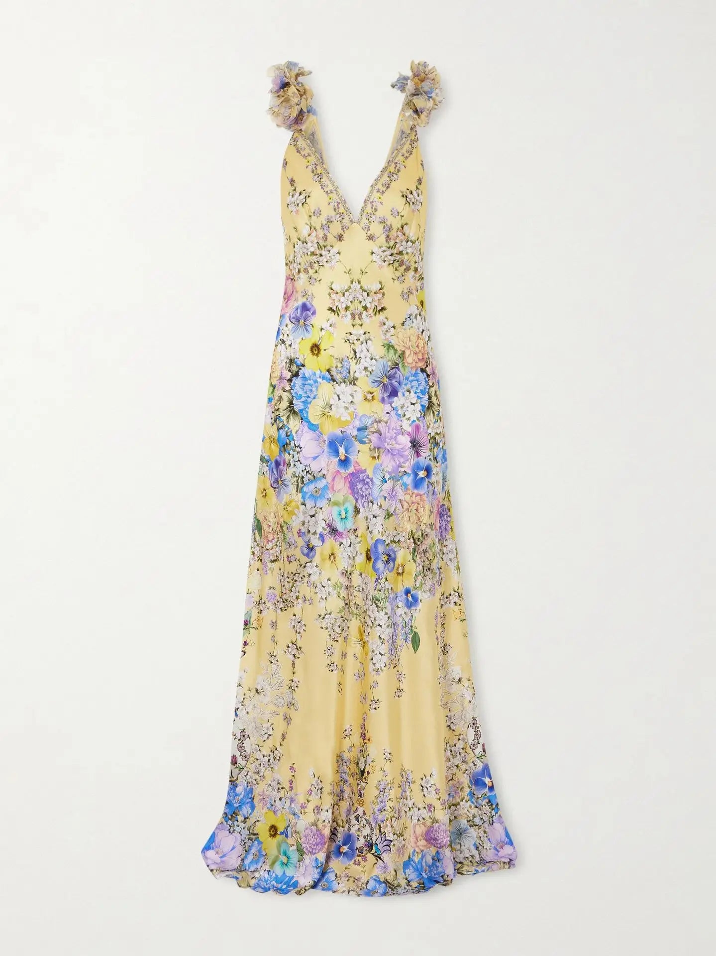 100% Silk Floral Print Sleeveless Sling Maxi Dress for Women Elegant Deep V Neck Backless Sexy Club Party Long Dress