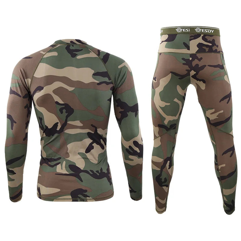 Thermal Underwear Men Winter Fleece Warm Tights Compression Quick Drying Thermo Lingerie Set Long Johns Man Camouflage Clothing