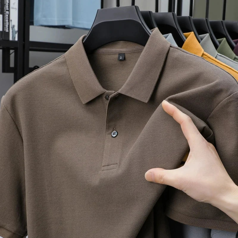 100% pure cotton men's new short-sleeved summer fashion Polo shirt, high-quality luxury premium T-shirt, business casual top