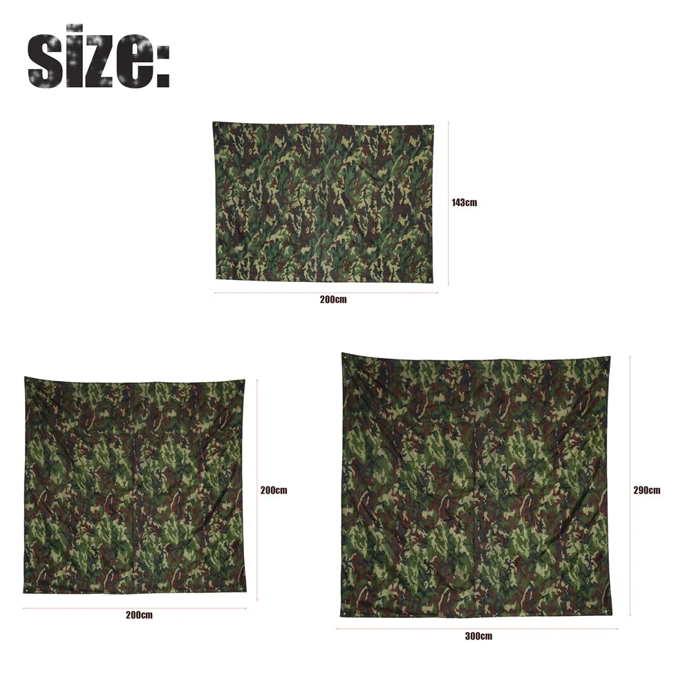 Camouflage Outdoor Tent Tarp Nylon Fabric Portable Lightweight Rainproof Mat RainTent Tarp Shelter for Camping