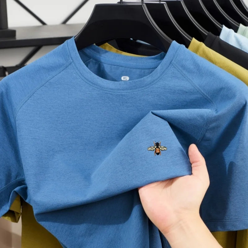 New Men's 100% Cotton Fashion Round Neck Short Sleeve T-shirt for Summer 2026, Business, Leisure, Comfortable and Breathable