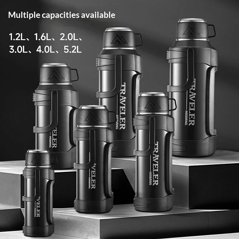 Double Wall Vacuum Insulated Water Bottle 1L 316 Stainless Steel Large Capacity with Handle Leak Proof for Car Outdoor Gym