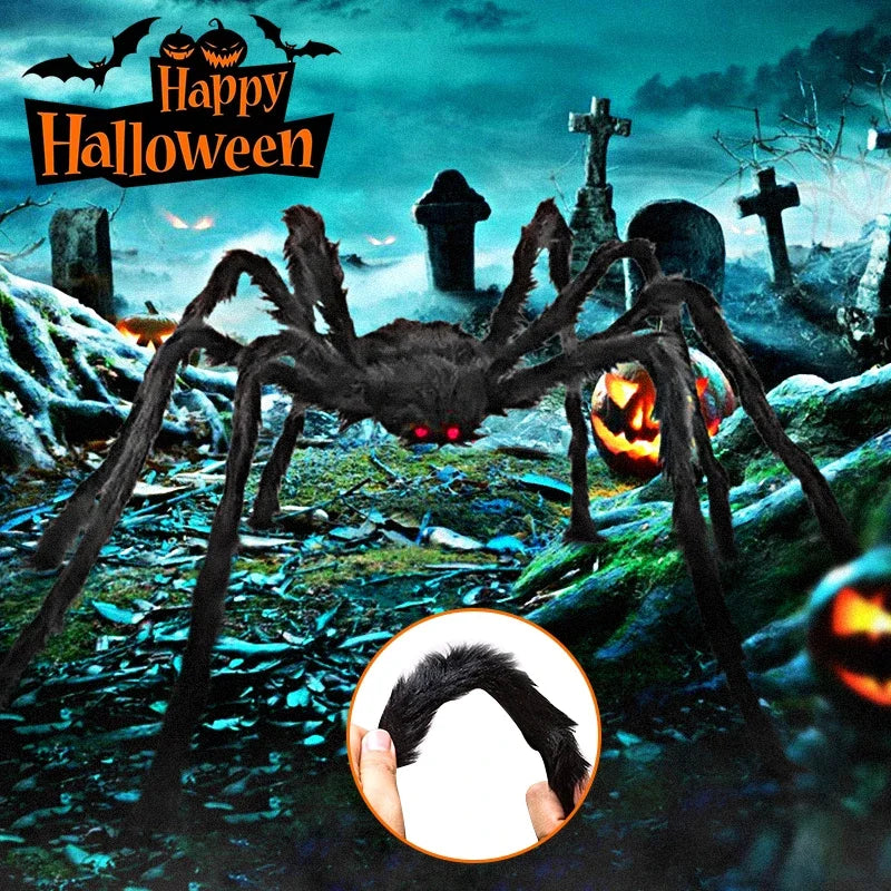 Halloween Plush Triangle Spider Decoration Giant Black Plush Spider Haunted House Prop Home Decor Yard Tricky Decor Props