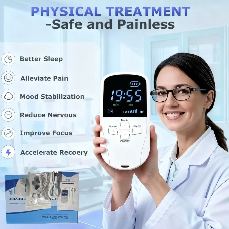 Sleep Aid Device CES Stimulation Therapy 1600mAh Rechargeable Ear Clip Type Relieve Anxiety Mitigation Fast Sleep Instrument