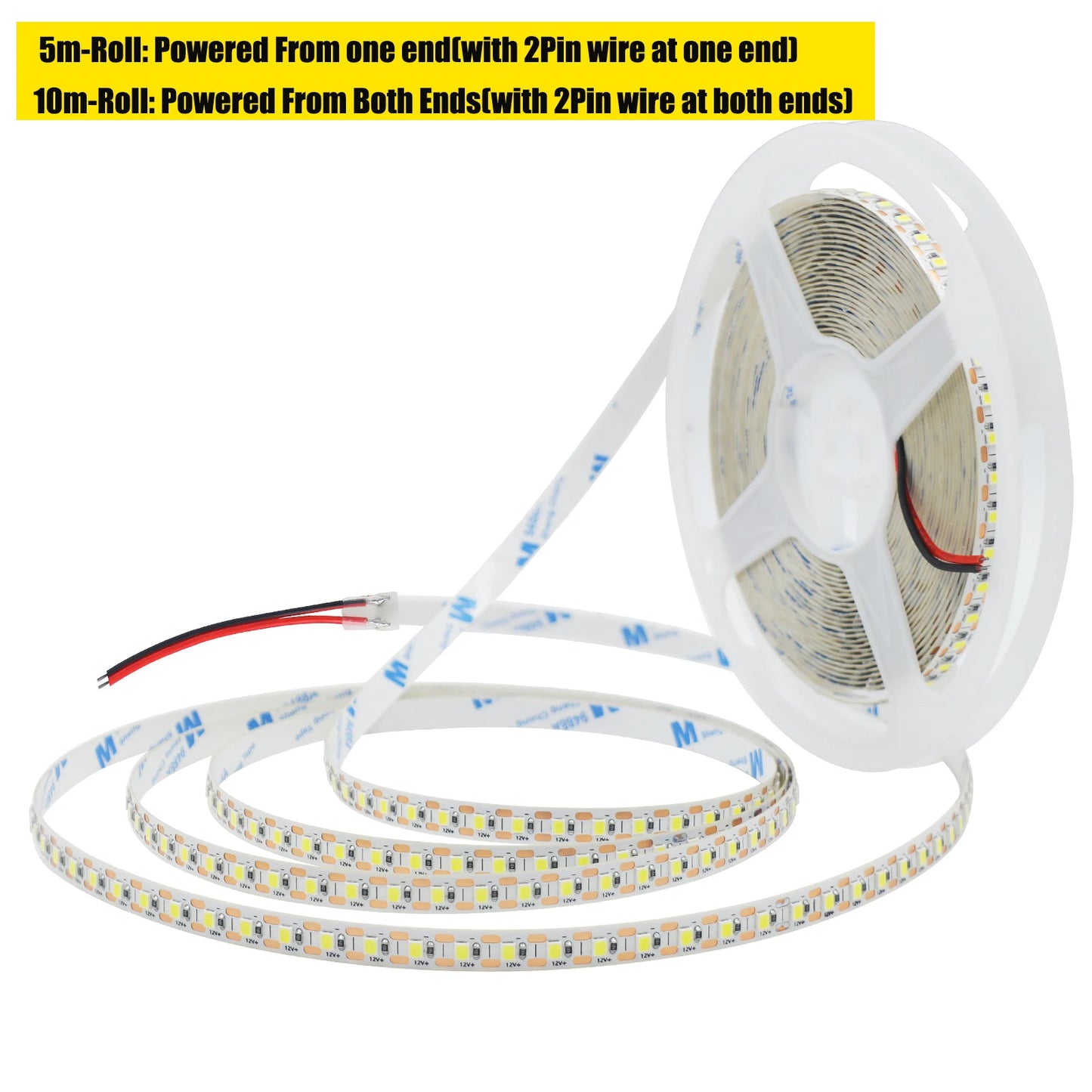 5M 10M/Roll LED Strip Lights 12V 3000K 4000K 6000K 120LEDs/m Flexible Tape Ribbon No Voltage Drop Home  Led Lights 1LED Cuttable