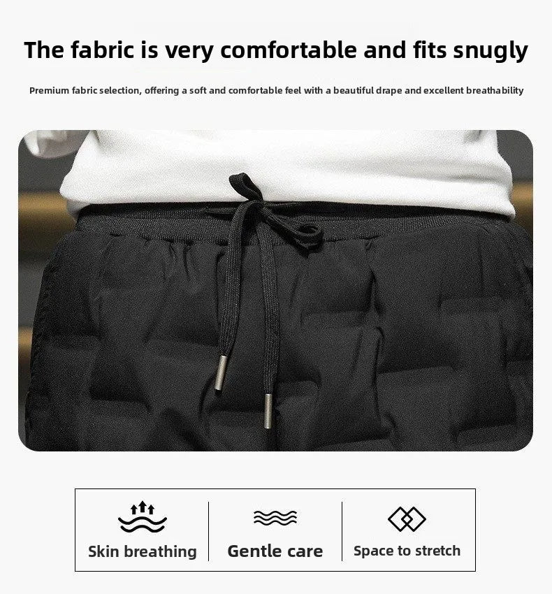 Men's down Pants Winter Outdoor Wear Thickened Large Size High Waist Warm Cold Proof Windproof Cotton Pants Harlan Style