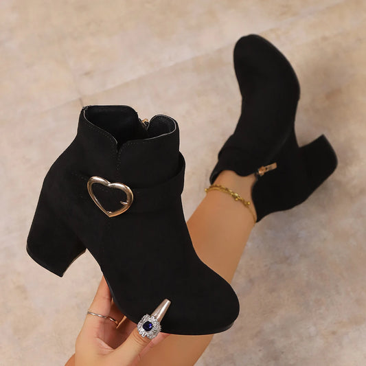 2026 New Women Anti-slip Ankle Boots Platform Zipper High Heels Short Boots Comfortable Designer Shoes Women Zapatos De Mujer
