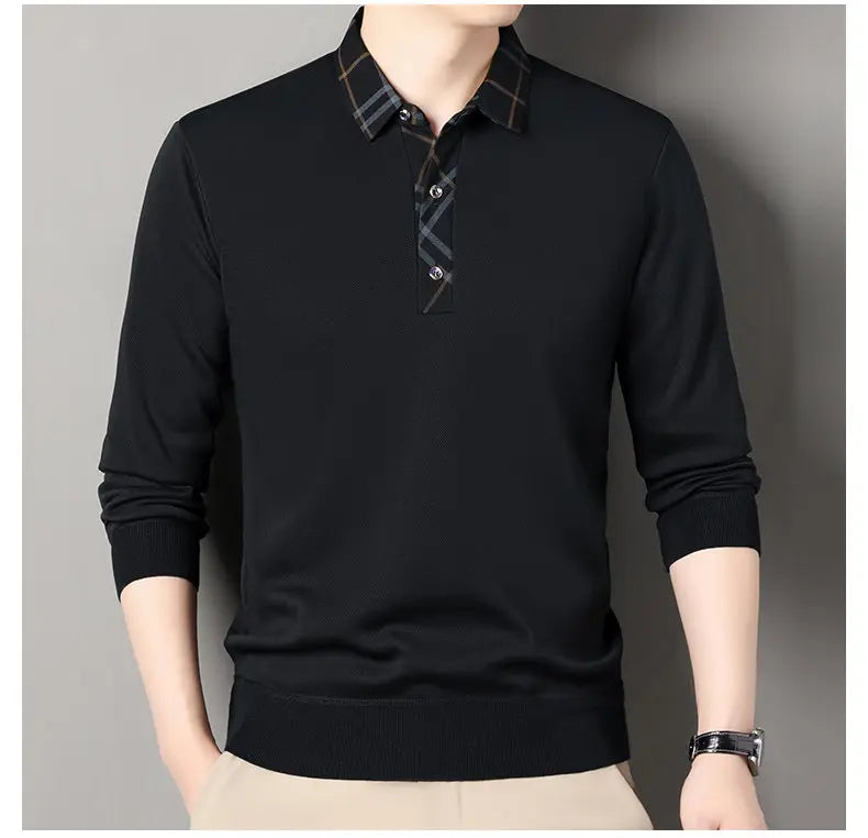 Winter Pullovers Men Knit Polo Shirts Fashion Fleece Lined Polo Sweaters Jumper Thick Knitting Polo Shirts