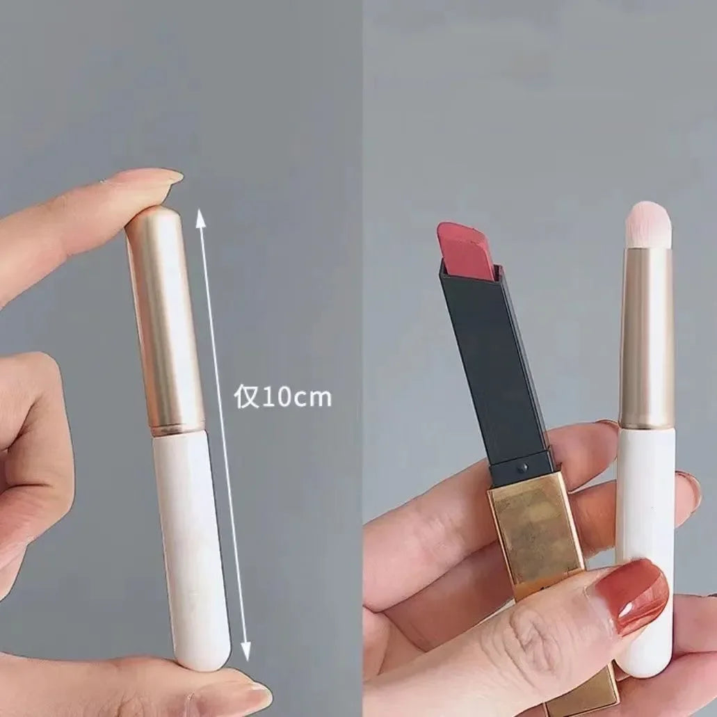 Round Head Lip Brush with Cap Lip Stain Brush Mini Portable Traveling Lipstick Brush Short Handle Professional Concealer Tools