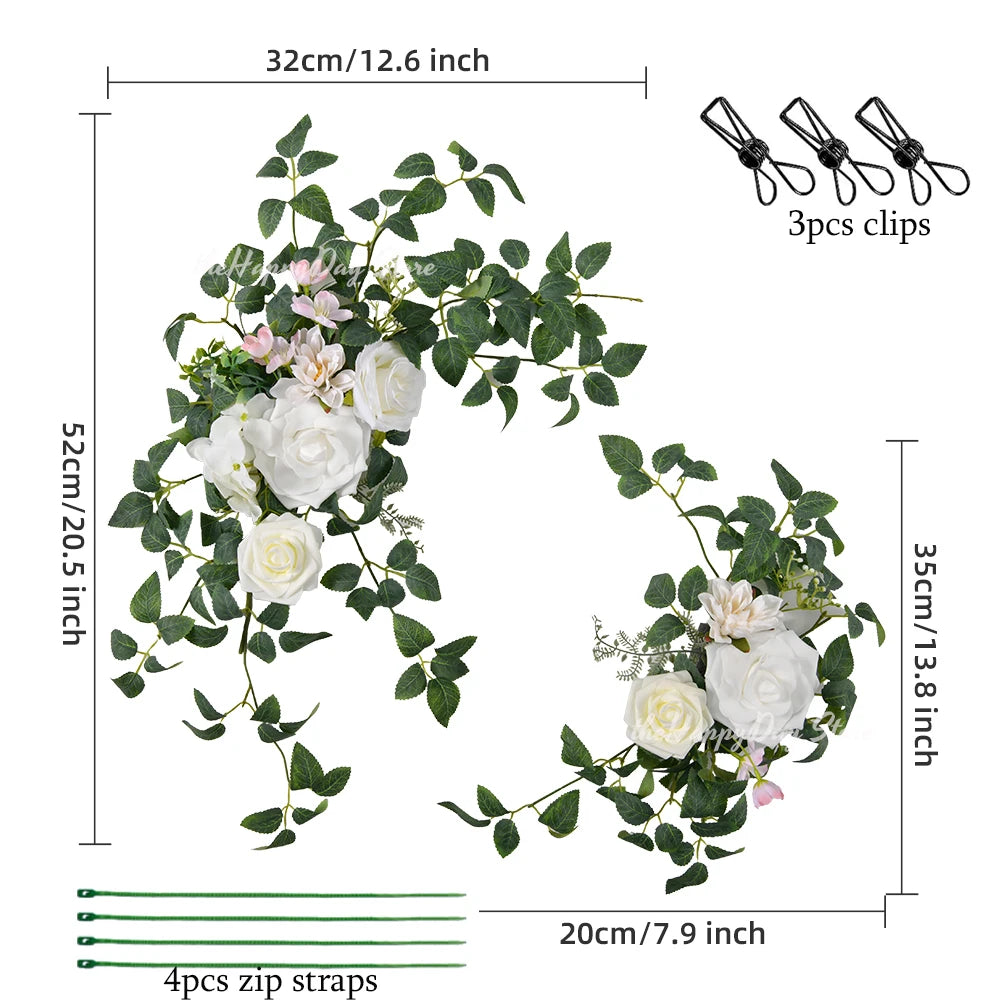 Custom Wedding Welcome Sign With White Artificial Wedding Arch Flowers Wedding Welcome Sign Personalised Decor