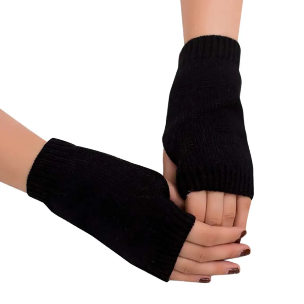 Mittens 2022 Winter Knitted Arm Fingerless Warm Gloves Solid Color Fingerless Soft Gloves for Women Girl Keep Hands Warm