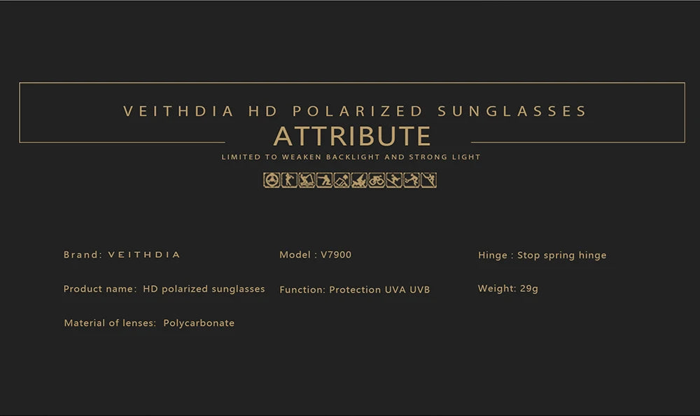 VEITHDIA Polarized Fashion Classic Sunglasses Photochromic Gradient UV400 Protection Outdoor Sun Glasses for Men And Women 7900