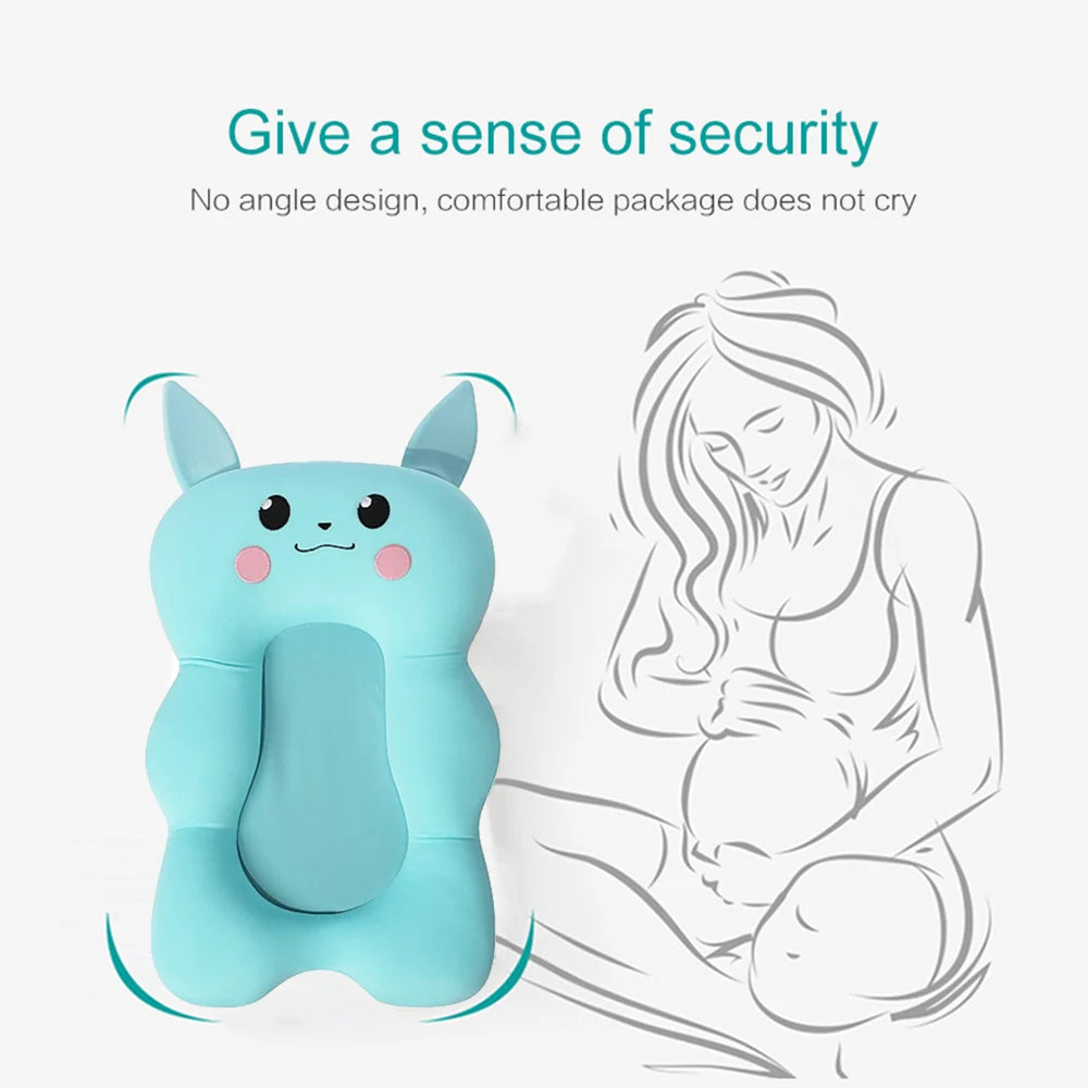 Baby Shower Mat Bath Tub Pad Non-Slip Bathtub Seat Support Mat Newborn Safety Security Bath Support Cushion Foldable Soft Pillow