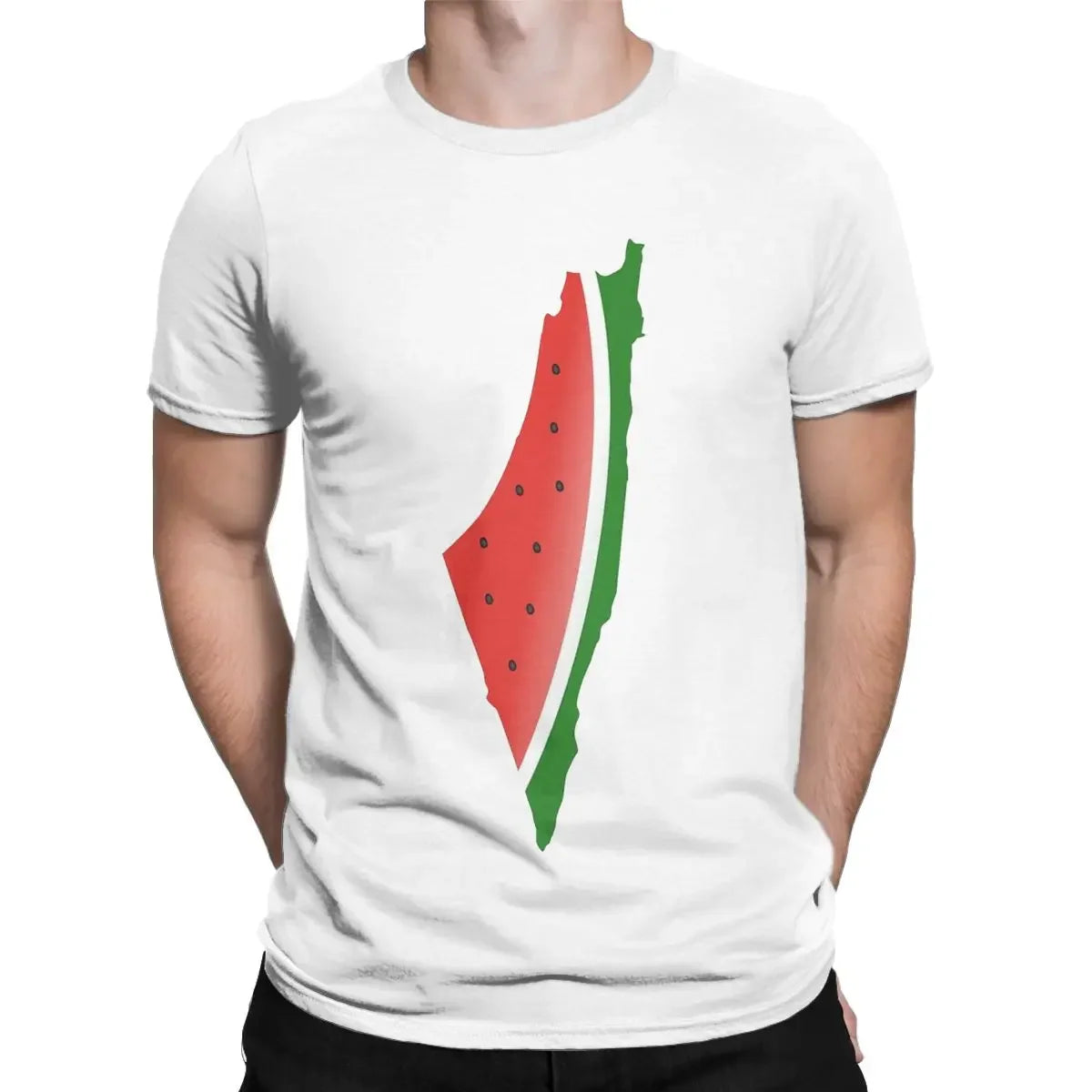 Men T-Shirt Watermelon Vintage 100% Cotton Tee Shirt Short Sleeve T Shirt Crewneck Tops Printing