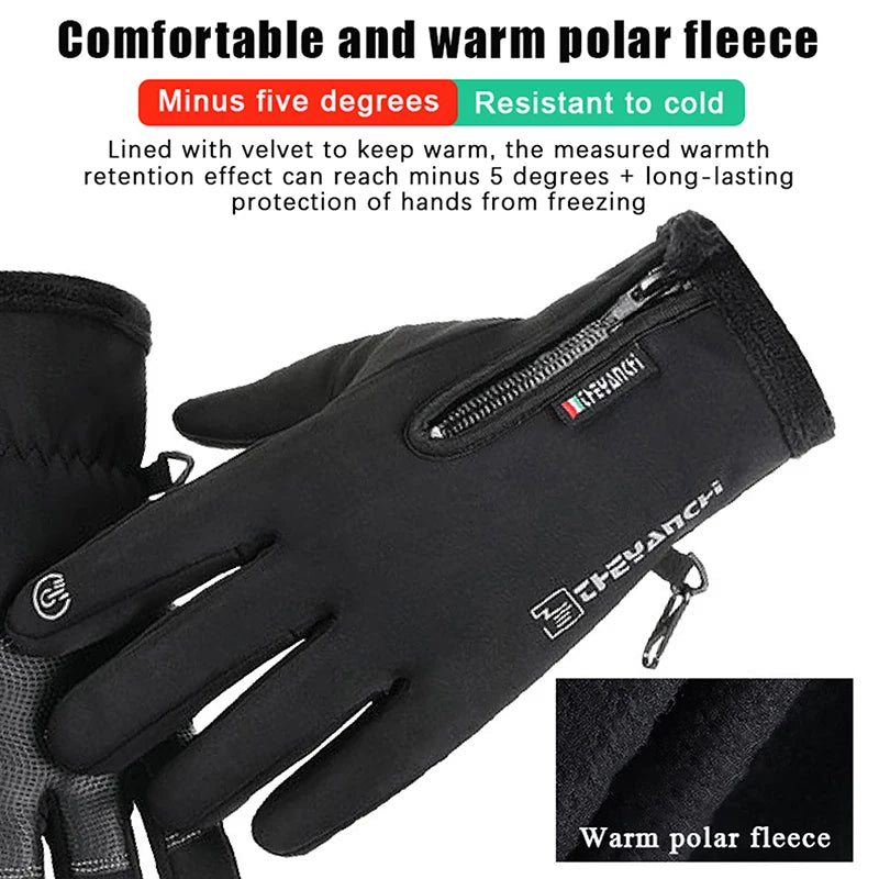 Outdoor Winter Gloves For Men Waterproof Thermal Fleece Lined Resistant Touch Screen Non-slip Motorbike Riding Mountaineering