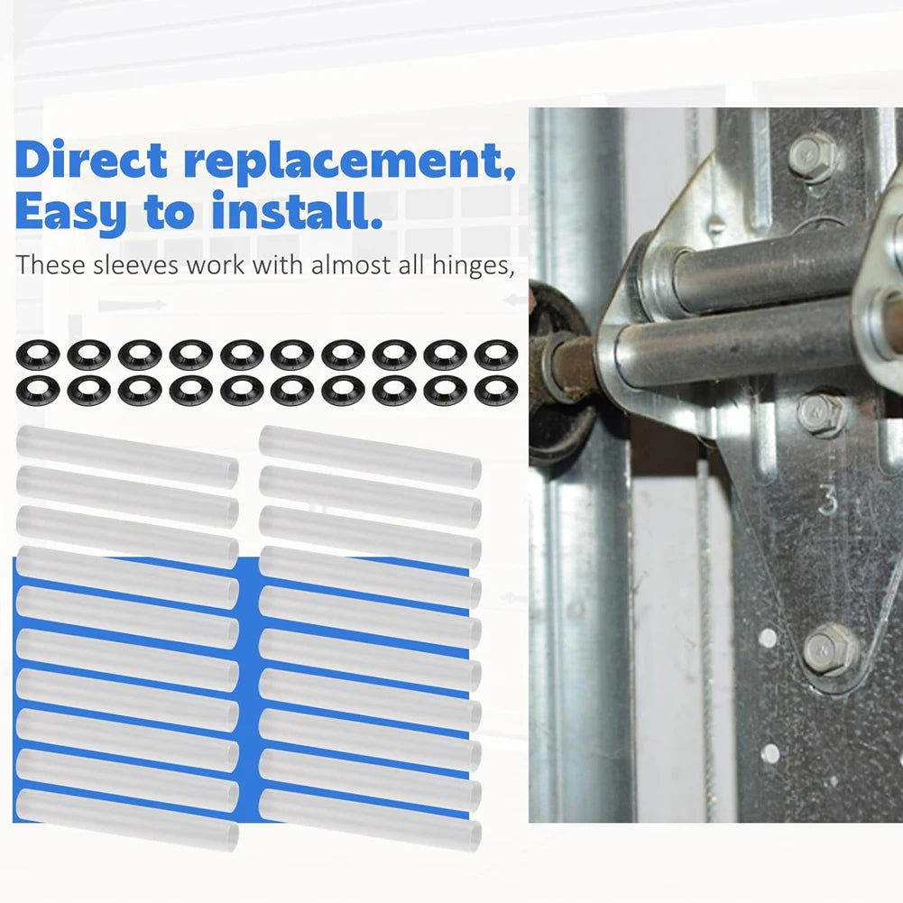 20Pcs Garage Door Hinge Quiet Roller Sleeves Roller Shaft Gaskets Compatible with Quiet Garage Door Rollers Bearing