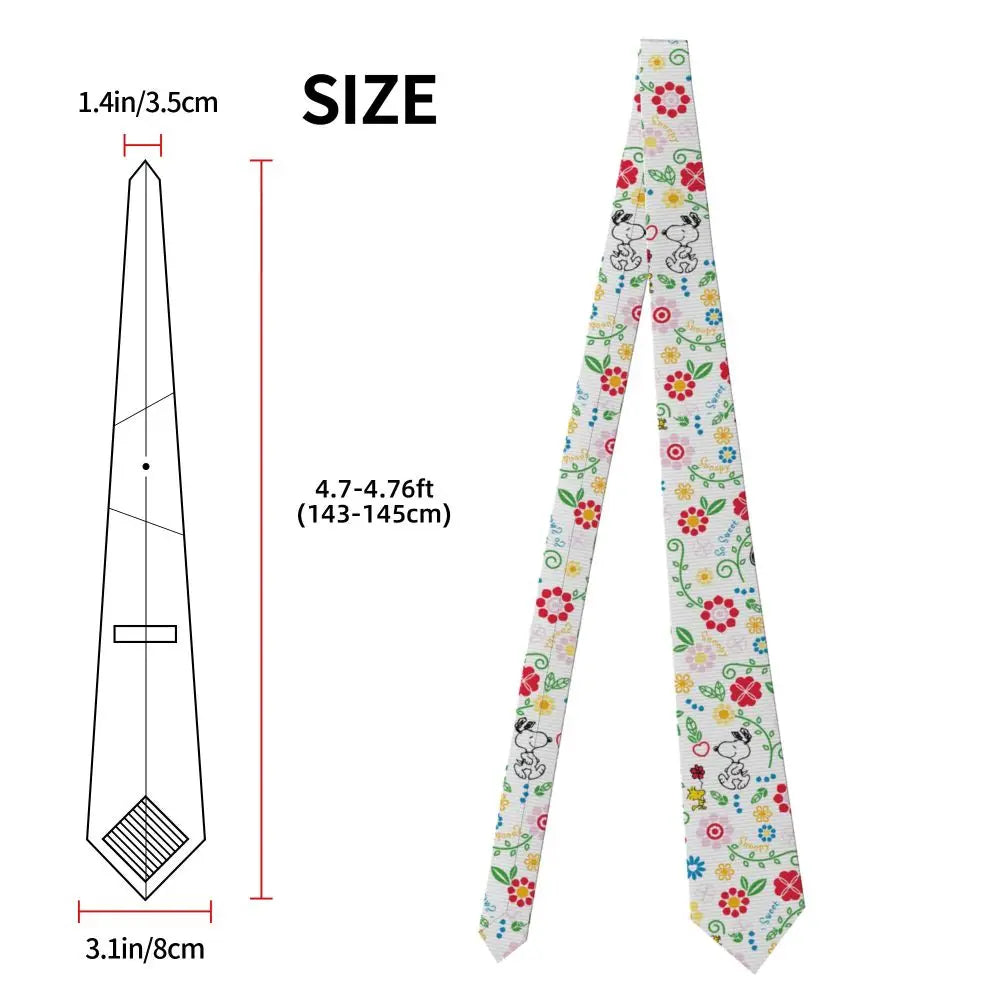 Snoopys & Woodstock Smile Giggle Laugh Neckties Silk 8 cm Neck Tie for Mens Shirt Accessories Cravat Wedding Accessories Office