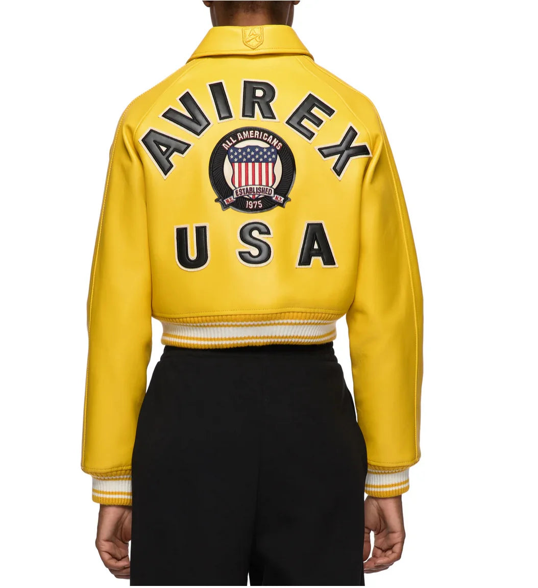 Avirex Spring 2024 New Listing Bomber Flight Suit Jacket 100% European Antique Sheepskin Classic Women's Pink Leather coat tops
