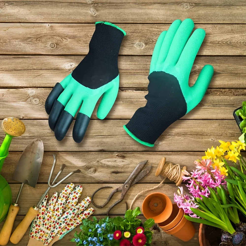 Gardening Gloves With Claws Breathable Waterproof Working Digging Planting Sting-Resistant Non-slip Protective Latex Gloves
