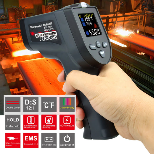 LCD Industrial Electronic Thermometer NonContact Digital Laser Temperature Meter Gun Laser Point Infrared Thermometer