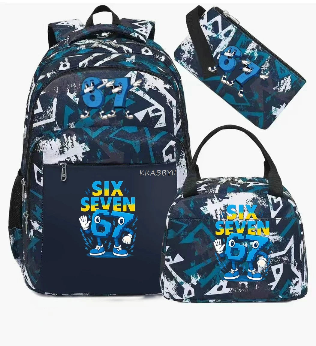 Steal A BrainRot Backpack with Lunch Bag for 67 Six Seven Teenagers Student School Bags Casual Comfortable Travel Set