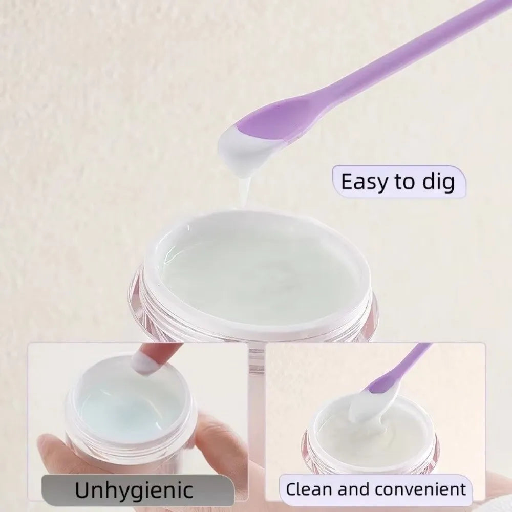 3pcs Portable Mini Silicone Scraper Soft Lengthened Face Mask Brush Double-head Cosmetic Digging Spoon Makeup Brushes Set