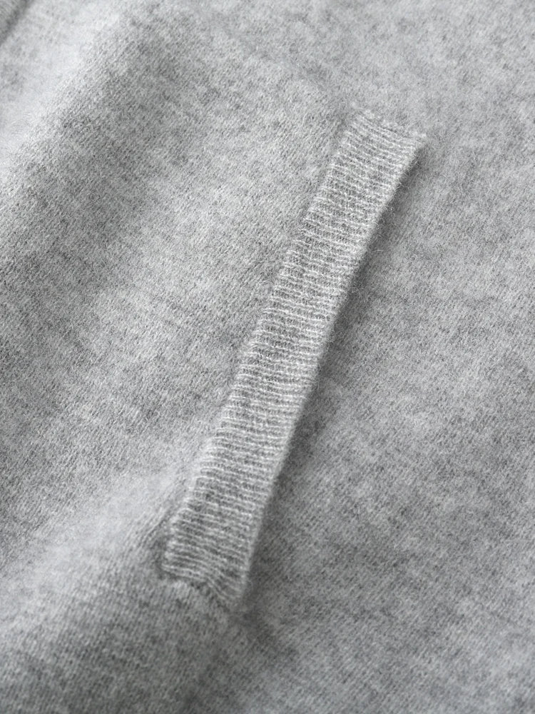 100% Pure Wool Sweater Suit Men's  Hooded Cardigan Wool Pants Thick Warm Knitwear Autumn Winter Smart Casual Trousers Hoodie