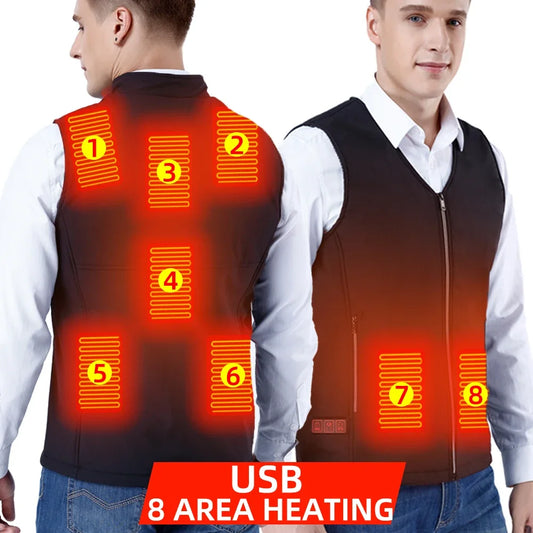 2024 Winter Mens Thermal Clothing Electrical Cotton Heated Vests USB Heating Down Jacket Warm Sleeveless Women Fishing Hunting