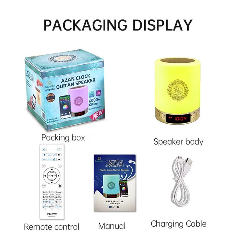 Islamic Wireless Portable Quran Speaker LED Night Light Koran Lamp With AZAN Clock Mp3 Player Muslim Gift Veilleuse Coranique