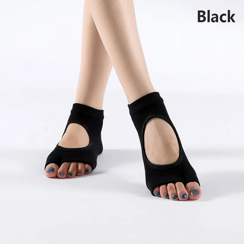 Women Two Toe Non Slip Quick Dry Cotton Yoga Socks Pilates Ballet Dance Anti Skid Sport Socks For Fitness Workout Training