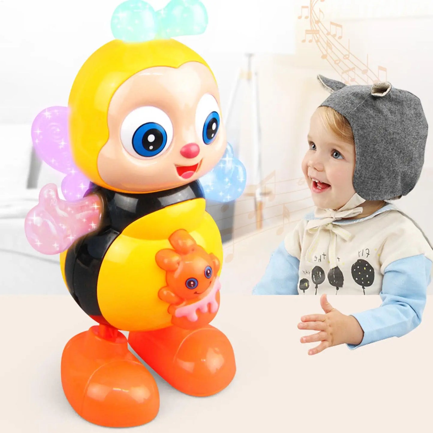 Baby Bee Toy Musical Interactive Toy Sensory Fun Developmental Cartoon Toy Kids Gifts Electric with Lights Dancing Robo