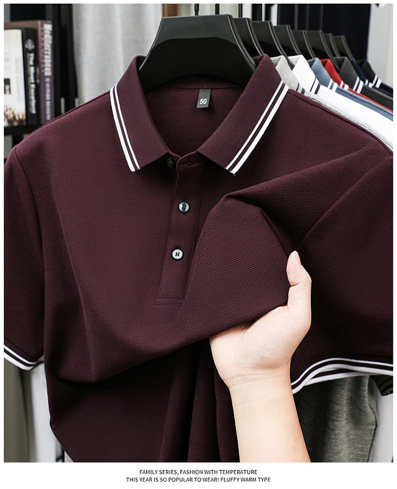 100% pure cotton men's polo shirt summer fashion casual short sleeved comfortable luxury new simple solid color lapel T-shirt