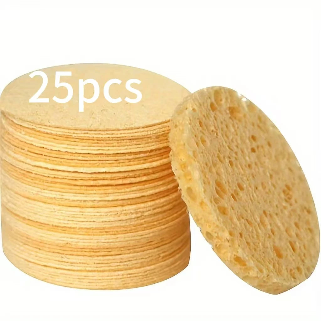 25pcs Compress Face Wash Puff Natural Wood Pulp Sponge Face Wash Puff Foaming Face Puff Cosmetic Puff Face Cleansing Sponge