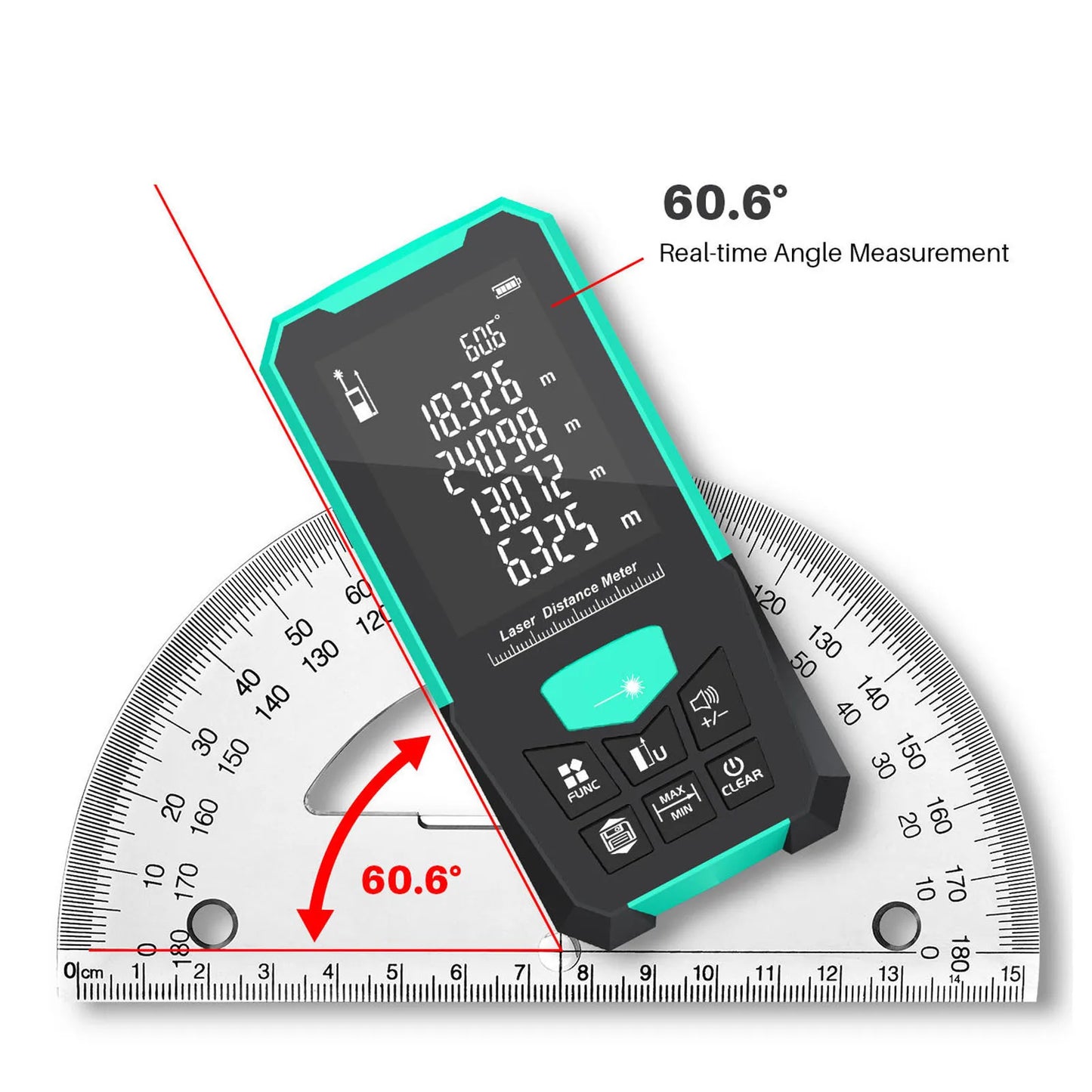 Distance Measure Large Backlit Display Meter 50M Compact Measurement Tool Device USB Rechargeable Voice Broadcast Distance Meter