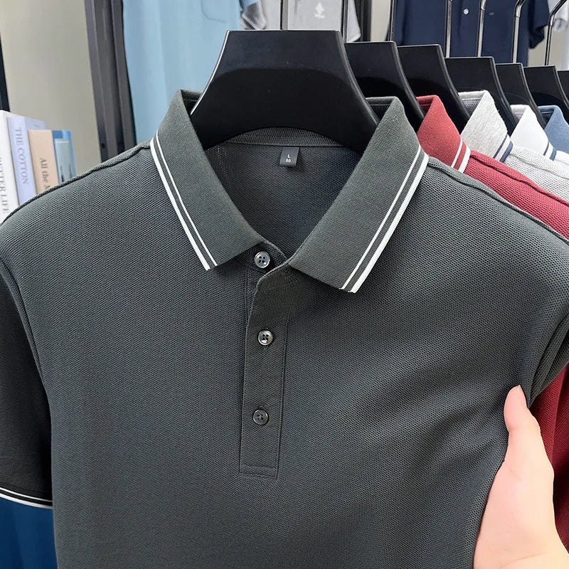 100% pure cotton men's polo shirt summer new fashion casual short sleeve comfortable luxury new simple solid color lapel T-shirt