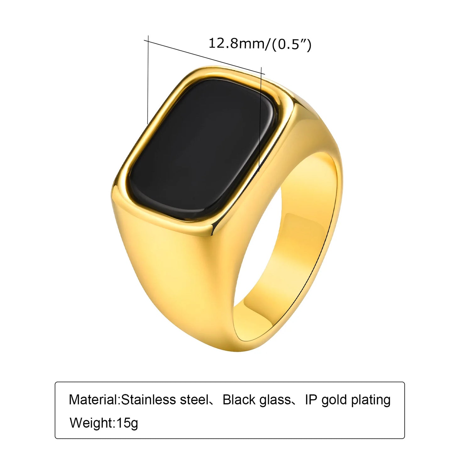 Vnox Stylish Square Natural Stone Signet Rings for Men, Stainless Steel Metal Finger Ring Party Gift Jewelry
