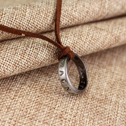 Movie Game Uncharted 4 Necklace Nathan Drake Cosplay Ring Leather Code Ancient Vintage Pendant Jewelry Prop