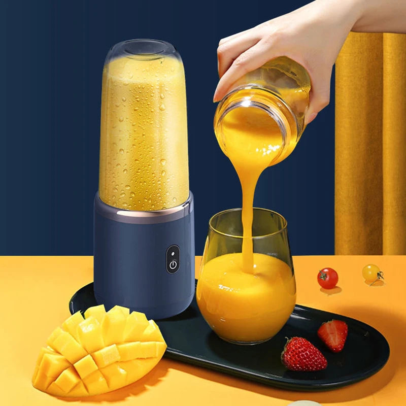 Portable Juicer Cup Smoothie Blender 6 Blade Blender Bottle Household Fruit Juicer Cup USB Rechargeable Juicer Kitchen Tool