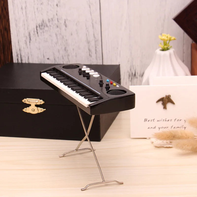 Handmade Wooden Musical Instruments Collection Decorative Ornaments Mini Electronic Organ Miniature Model Decoration Gifts