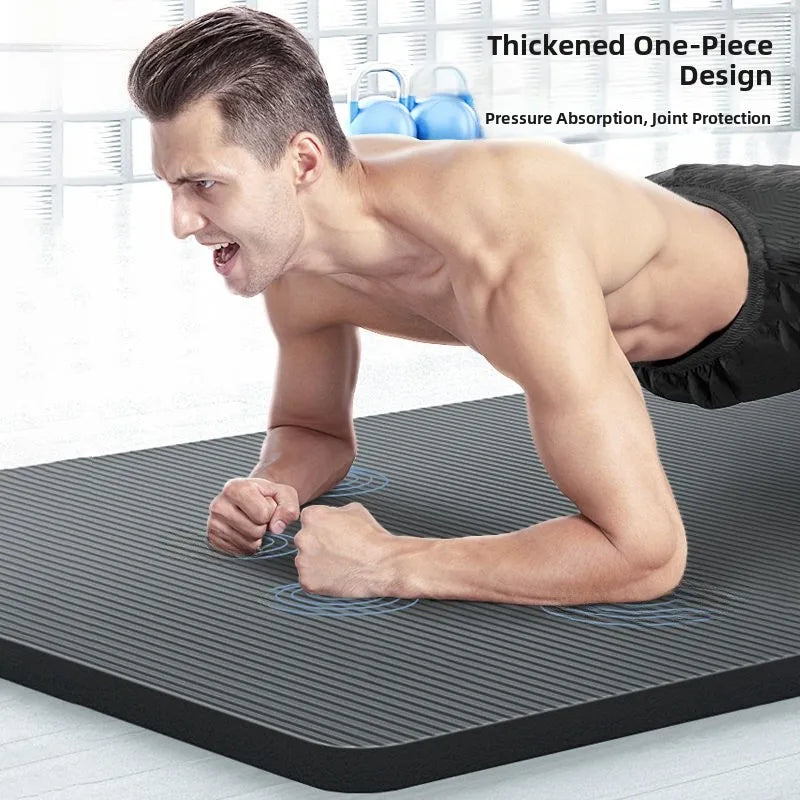 Men's Fitn Yoga Mat Thiened 20mm Wide Long Anti-slip Exercise Yoga Mat for Home Use l Rubber Pure Color Design